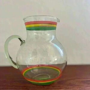 Vintage Hand Blown Glass Orange Juice Pitcher